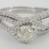Round Diamond Crossover Twisted 14K Engagement Wedding Ring Set 1.10 ct RTL 4K