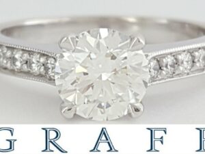 GRAFF Round Cut Diamond 1.22 ct 18k & Platinum Engagement Ring GIA G/VVS2 3EX