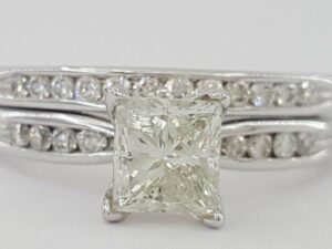 1.33 ct 14K White Gold Princess Diamond Engagement Ring Wedding Set Rtl 7000