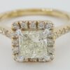 1.38 ct 14K Gold Princess & Round Cut Diamond Halo Engagement Ring EGL Rtl 7k