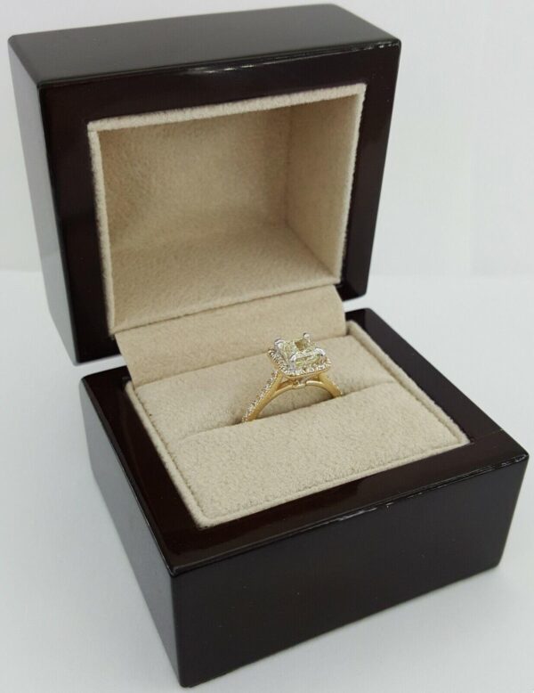 1.38 ct 14K Gold Princess & Round Cut Diamond Halo Engagement Ring EGL Rtl 7k