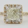 1.38 ct 14K Gold Princess & Round Cut Diamond Halo Engagement Ring EGL Rtl 7k