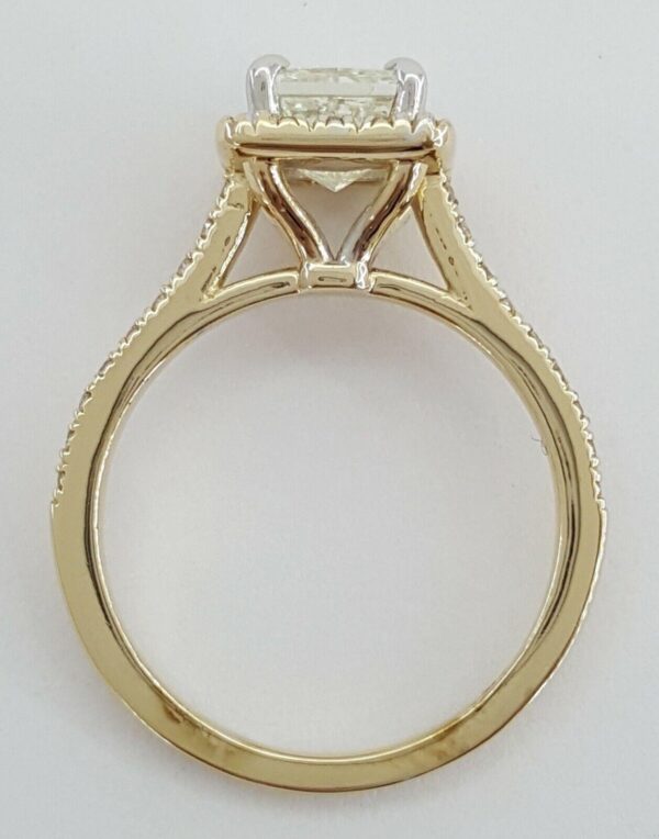 1.38 ct 14K Gold Princess & Round Cut Diamond Halo Engagement Ring EGL Rtl 7k