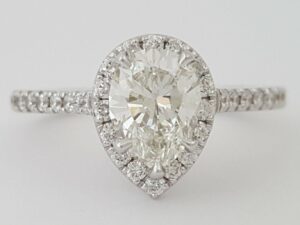 Gold Pear Brilliant Cut Diamond Halo Engagement Ring 1.25 ct 14K GIA Rtl 8,000