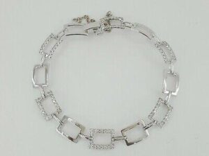 Round Cut Diamond Square Box Tennis Bracelet 8.8 Grams 7" 1.62 ct 14K White Gold