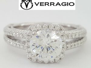 Verragio Venetian 5007CU 18K White Gold Halo Semi-Mount Engagement Ring 0.40 ct