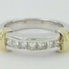 0.70 ct 14K White & Yellow Gold Princess Cut Fashion Wedding Band Ring 6.6 mm