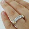 0.70 ct 14K White & Yellow Gold Princess Cut Fashion Wedding Band Ring 6.6 mm