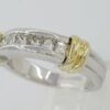 0.70 ct 14K White & Yellow Gold Princess Cut Fashion Wedding Band Ring 6.6 mm