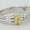 0.70 ct 14K White & Yellow Gold Princess Cut Fashion Wedding Band Ring 6.6 mm