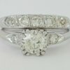 Antique 1.07 ct Old European Diamond Engagement Ring Set Band 14k White Gold GIA