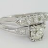Antique 1.07 ct Old European Diamond Engagement Ring Set Band 14k White Gold GIA
