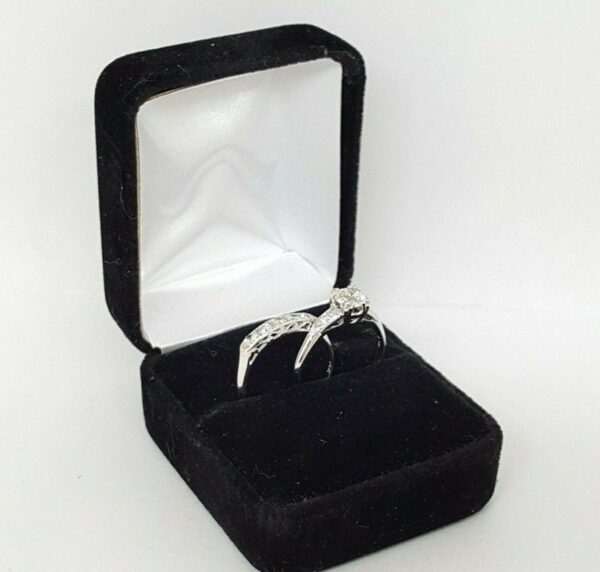 Antique 1.07 ct Old European Diamond Engagement Ring Set Band 14k White Gold GIA