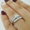 Antique 1.07 ct Old European Diamond Engagement Ring Set Band 14k White Gold GIA