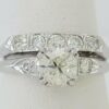 Antique 1.07 ct Old European Diamond Engagement Ring Set Band 14k White Gold GIA