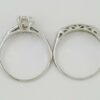 Antique 1.07 ct Old European Diamond Engagement Ring Set Band 14k White Gold GIA