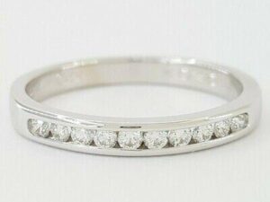 0.2 ct 14K White Gold Round Diamond Channel Set Wedding Band Ring 2.7 mm