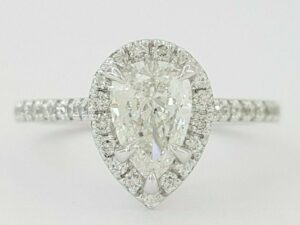 1.11 ct Platinum Pear Brilliant Cut Diamond Halo Engagement Ring GIA Rtl 7,000