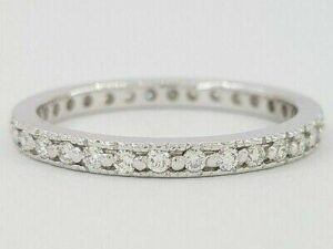 0.5 ct 18K White Gold Round Diamond Eternity Wedding / Anniversary Band Ring 2mm