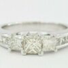Three Princess Cut Diamond Engagement / Anniversary Ring 1 ct 14k White Gold