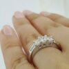 Three Princess Cut Diamond Engagement / Anniversary Ring 1 ct 14k White Gold