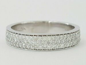 Martin Flyer 0.31 ct Platinum Round Diamond Micro Pave 3 Row Band Ring 4 mm