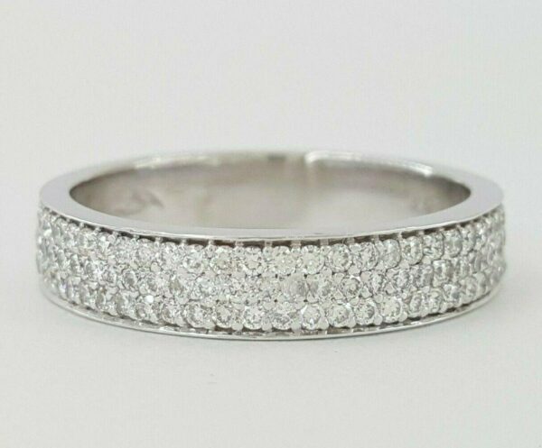 Martin Flyer 0.31 ct Platinum Round Diamond Micro Pave 3 Row Band Ring 4 mm