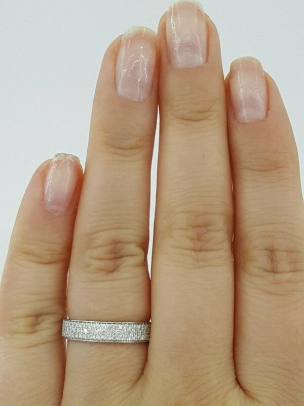 Martin Flyer 0.31 ct Platinum Round Diamond Micro Pave 3 Row Band Ring 4 mm