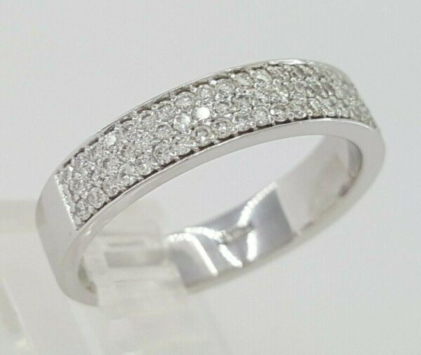 Martin Flyer 0.31 ct Platinum Round Diamond Micro Pave 3 Row Band Ring 4 mm