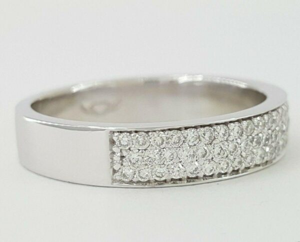Martin Flyer 0.31 ct Platinum Round Diamond Micro Pave 3 Row Band Ring 4 mm
