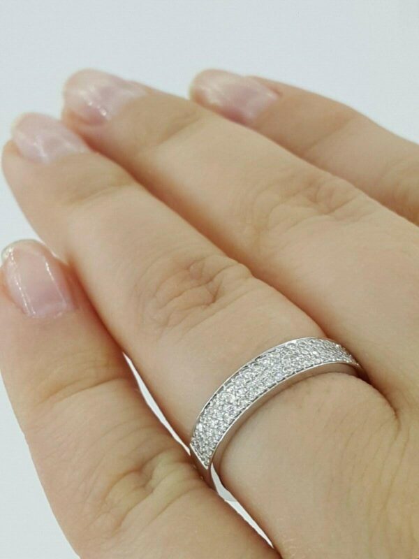 Martin Flyer 0.31 ct Platinum Round Diamond Micro Pave 3 Row Band Ring 4 mm