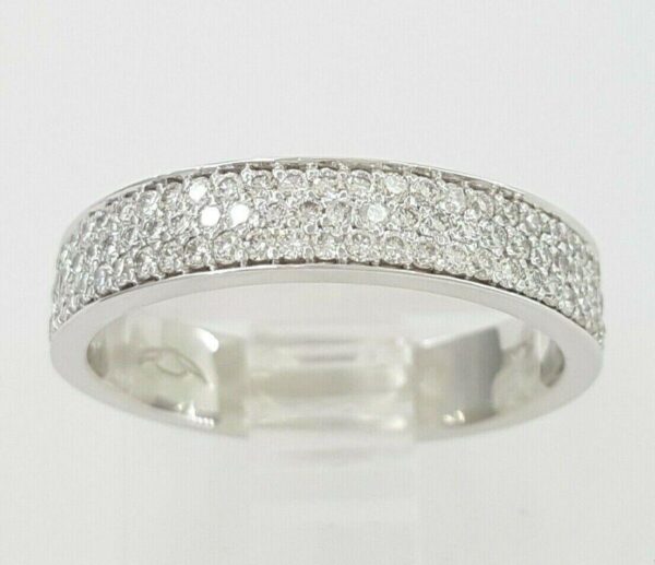 Martin Flyer 0.31 ct Platinum Round Diamond Micro Pave 3 Row Band Ring 4 mm