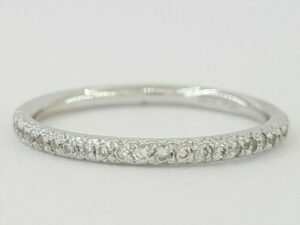 0.2 ct 14K White Gold French Pave Round Cut Diamond Anniversary Wedding Ring