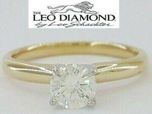 0.48 ct Round Diamond Solitaire 14k Yellow Gold & Platinum Leo Engagement Ring