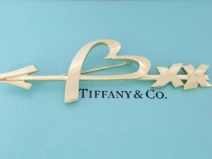 Tiffany & Co Paloma Picasso Grafitti 18K Gold Heart Arrow Brooch Pin Large 3"