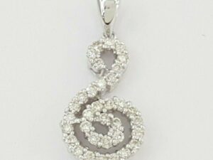 0.5 ct 14K White Gold Round Brilliant Cut Diamond Clef Pendant 2.1 Grams