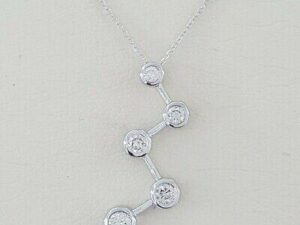 0.5 ct 14K White Gold Round Brilliant Cut Diamond Journey Pendant / Necklace 18"