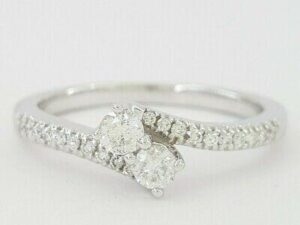 Ever Us Two Stone 0.5 ct 14K White Gold Round Cut Diamond Engagement Ring 10.5