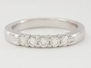 0.25 ct Platinum Five 5 Stone Round Cut Diamond Anniversary Ring / Wedding Band