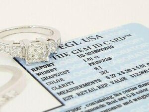 Platinum Three 3 Stone Princess Cut Diamond Engagement Ring 1.76 ct Rtl 12,900