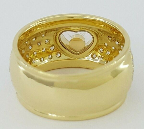 CHOPARD Round Cut Happy Pave Set Diamond Heart Ring 10mm 1.1 ct 18K Gold Sz 4.5