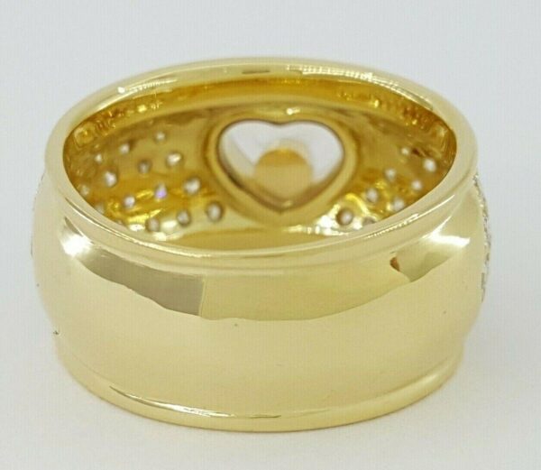 CHOPARD Round Cut Happy Pave Set Diamond Heart Ring 10mm 1.1 ct 18K Gold Sz 4.5