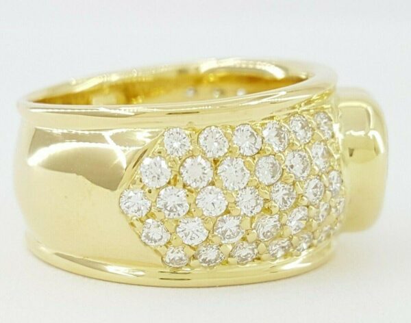 CHOPARD Round Cut Happy Pave Set Diamond Heart Ring 10mm 1.1 ct 18K Gold Sz 4.5