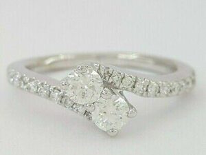 Ever Us Two Stone 0.5 ct 14K White Gold Round Cut Diamond Engagement Ring