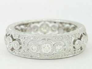 Round Diamond Full Circle Eternity Anniversary Ring 6mm 1 ct 18K White Gold