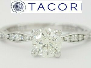 0.72 ct Sculpted Crescent 46-2RD55 TACORI 18K Round Diamond Engagement Ring GIA