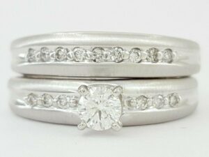 Tessler & Weiss 0.43 ct 14K White Gold Round Cut Diamond Engagement Ring Set