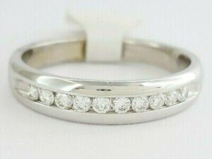 0.33 ct 14K White Gold Round Cut Diamond Channel Set Wedding Band Ring 5mm