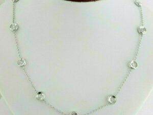 Round Brilliant Cut Diamond By The Yard Necklace 16" 1.4 ct 14K White Gold