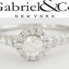 Gabriel & Co Round Cut Diamond Halo 0.69 ct 14K White Gold Engagement Ring